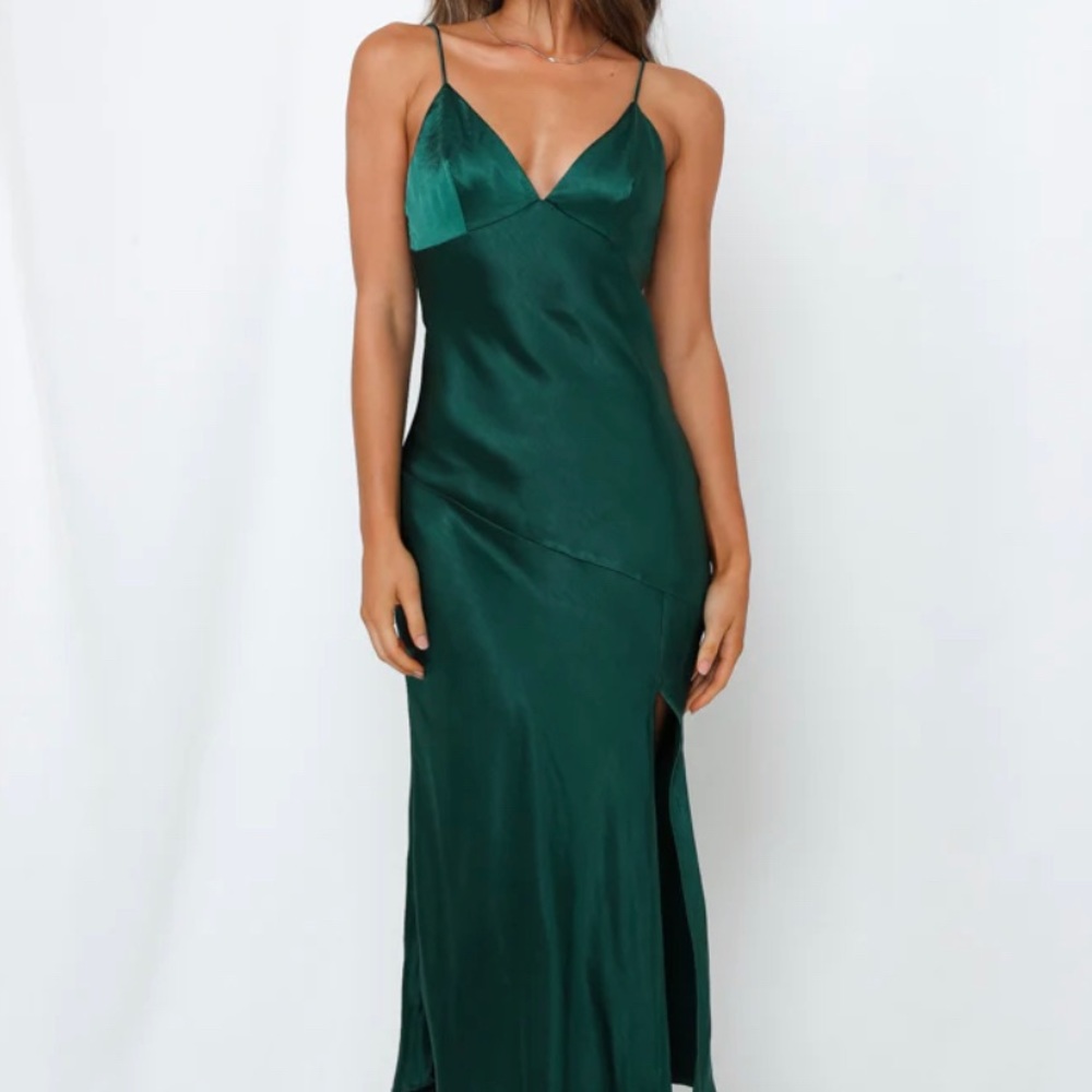 Hello molly forest green midi slip dress NWT size S